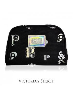 VCHB-255*VICTORIA'S SECRET "PINK" CANVAS POUCH (BLACK)
